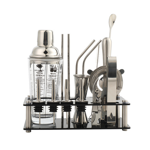 Stainless steel cocktail shaker bar cocktail glass 400ml glass shaker cup set milk tea tools cocktail shaker 5-piece set