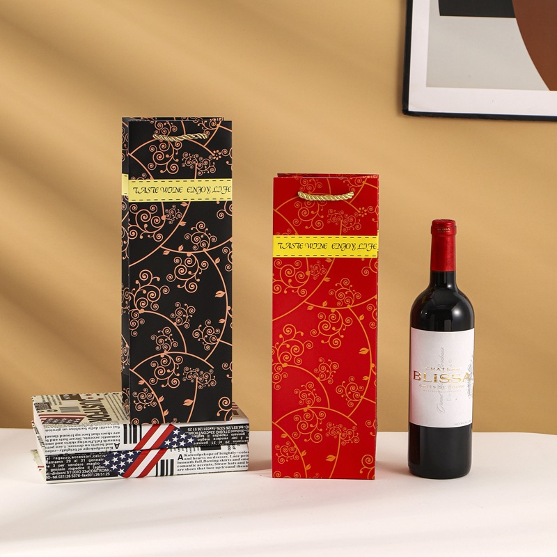 红酒礼品袋 纸质手提单支装礼袋 送礼葡萄酒加厚牢固包装袋批发