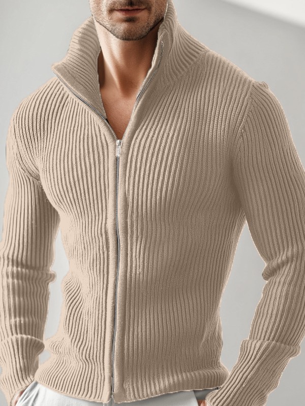 Nuevos hombres en Europa y los Estados Unidos a través de la frontera 100 suéteres con cremallera, chaquetas de manga larga, chaquetas de cuello vertical, chaquetas sólidas ajustadas