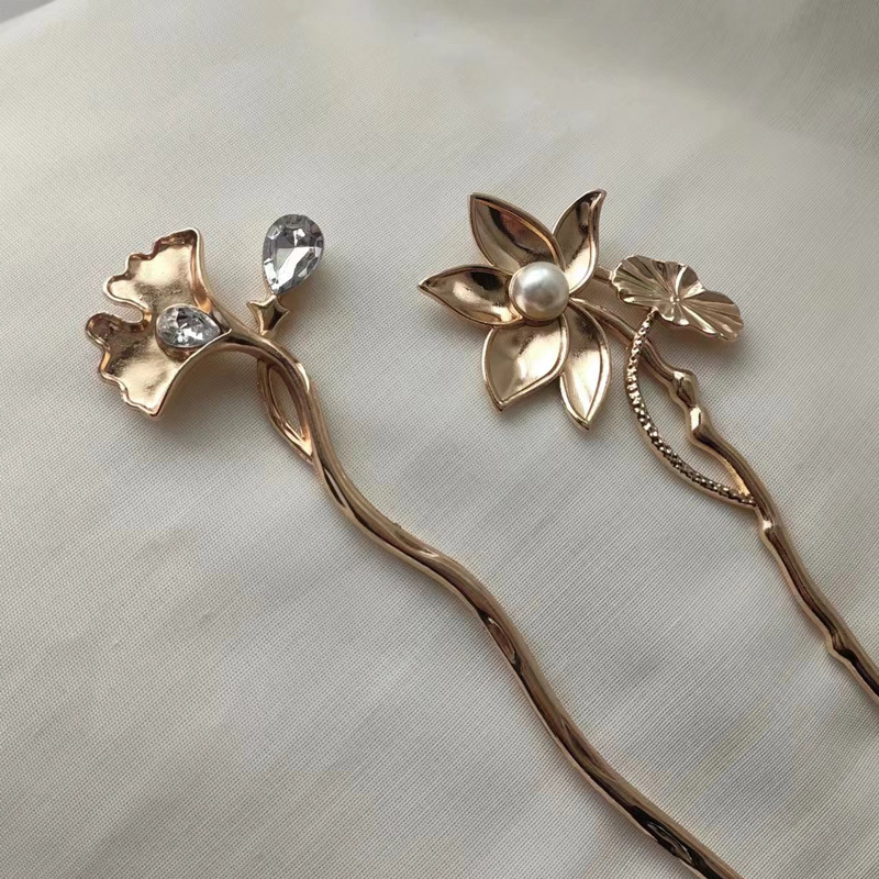 Jiaxiang de alta calidad pinzas de pelo de lótus material de paquete Ginkgo biloba pinzas de pelo de lótus pinzas de pelo de ropa china