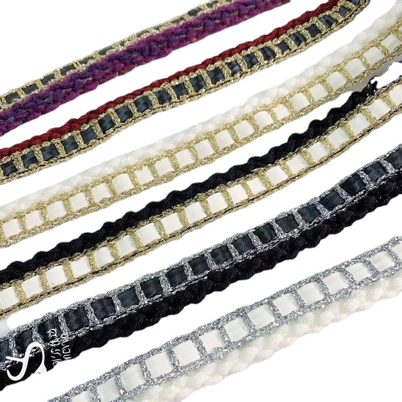 2.0CM爆款金银线花边 编织绳花边女装服装辅料侧边条小香风织带