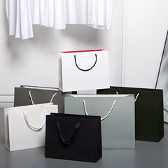 厚手クラフト紙袋洋服店手提げ袋卸売り高級ショッピングバッグ化粧品プレゼント包装袋