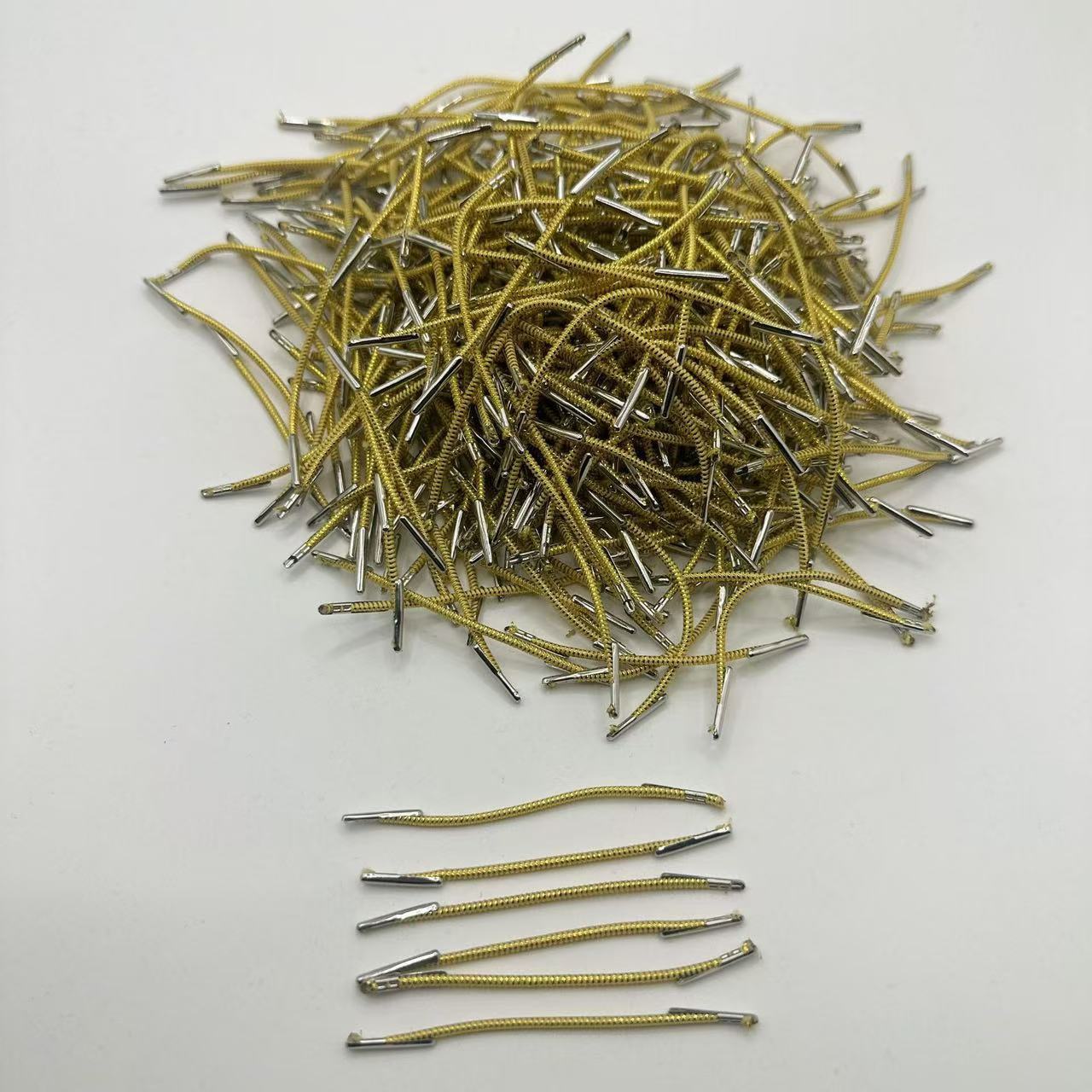 2mm粗金色进口弹力绳戒指扣面具绳两头打扣饰品文具卡头绳