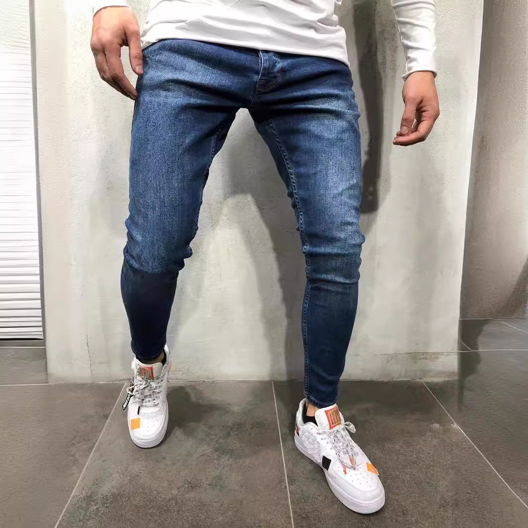European and American AliExpress new Denim men's pants cross-border ins trendy black slim high waist Denim skinny pants men