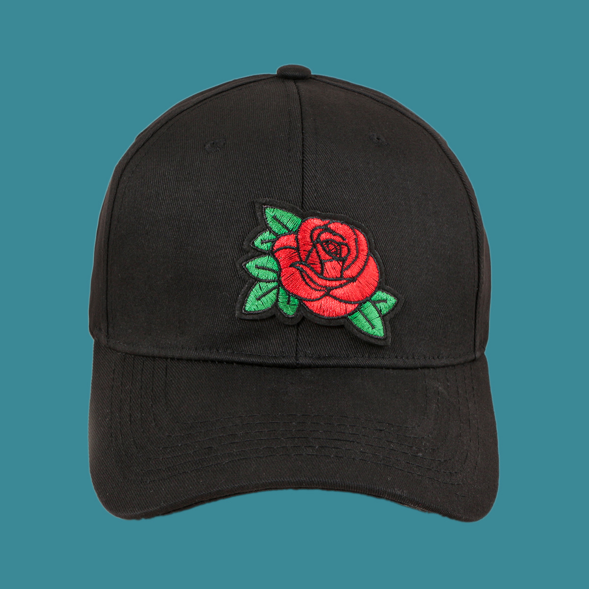 Black Fashion Embroidery Rose Baseball Cap display picture 2