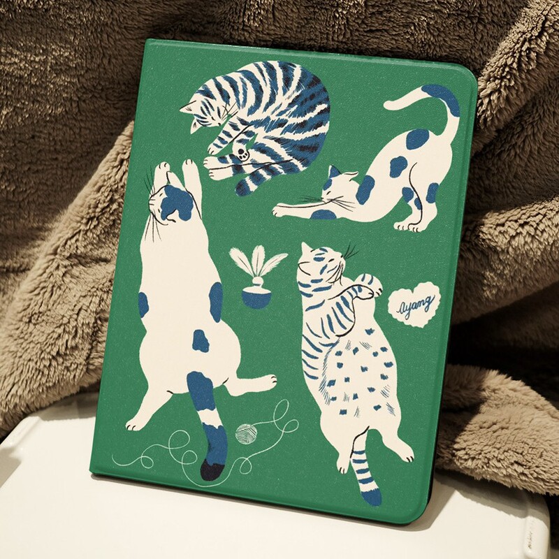 Cute Four Cats Design Protective Case for Apple iPad Tablet Pro Book 10Th Generation Anti-Bending Mini Pen Slot Air
