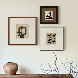 静默的对话 中古风抽象艺术组合民宿挂画侘寂风餐厅高级感装饰画