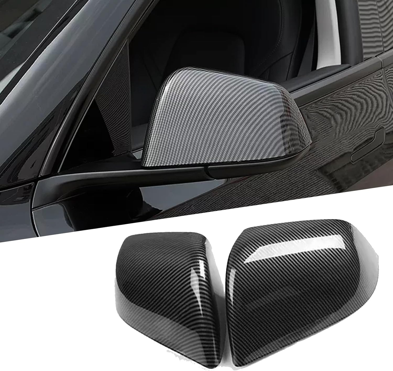 Suitable for 2019-2024 Tesla Model Y/3 rearview mirror cover modification shell carbon fiber protective cover decorative accessories