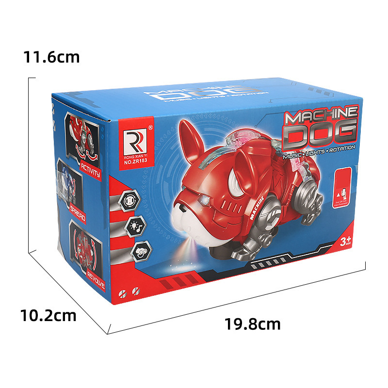 Douyin mismo tipo de perro violento eléctrico, luz universal, música giratoria, 360 °, tienda de juguetes de celebridades de Internet para niños al por mayor