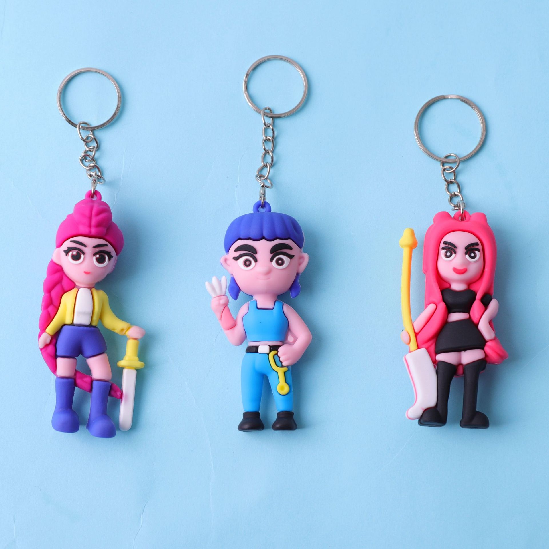 Transfronterizo nuevo grupo de caza de brujas colgantes de llaves PVC colgantes de goteo de pegamento bidimensional mochila KPOP adornos al por mayor