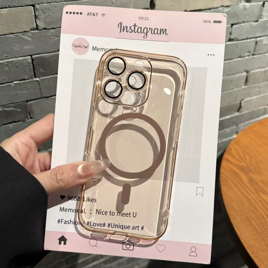 Funda para iPhone 17/16 Pro Max, Carcasa Rígida de PC, Magnética, Transparente con Protector de Lente, Compatible con Apple Serie 14/13