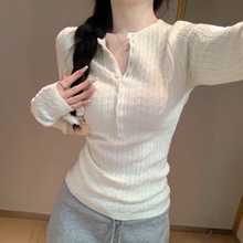工厂直销半开v领麻花长袖针织打底衫女秋冬内搭修身2026春季毛衣