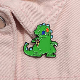 创意新款绿色的恐龙造型卡通动物徽章个性设计背包帽子精美装饰品