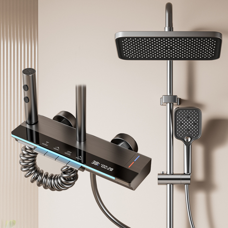 Espacio de aluminio temperatura constante lluvia lluvia conjunto doméstico luz de atmósfera de visualización digital baño presurizado ducha al por mayor transfronteriza