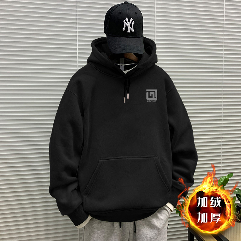 Suéter con capuz negro con veludo - 2892