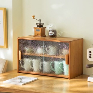 Coffee Corner Mug Rack Storage Cabinet Desktop Small Cabinet Cupboard Storage Japanese Solid Wood Sideboard