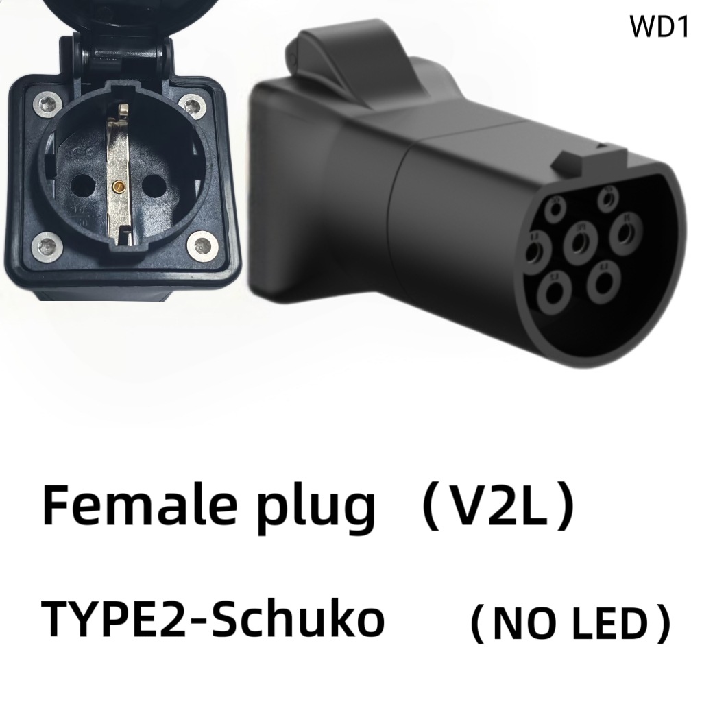 Type2 V2L Ev Discharging Adapter to Schuko Female Plug Cross-Border