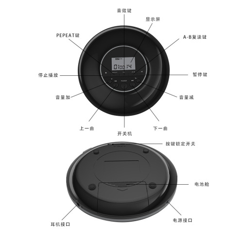 Portable CD Player for English Learning, Repeating, Retro MP3 Music Disc Album Mini Compact CD Player
