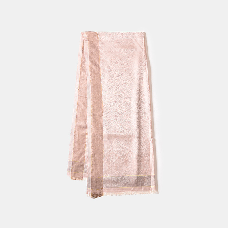 Solid color striped silk scarf square scarf high sense exotic wind sunscreen bag head scarf casual large silk scarf_voghion.com