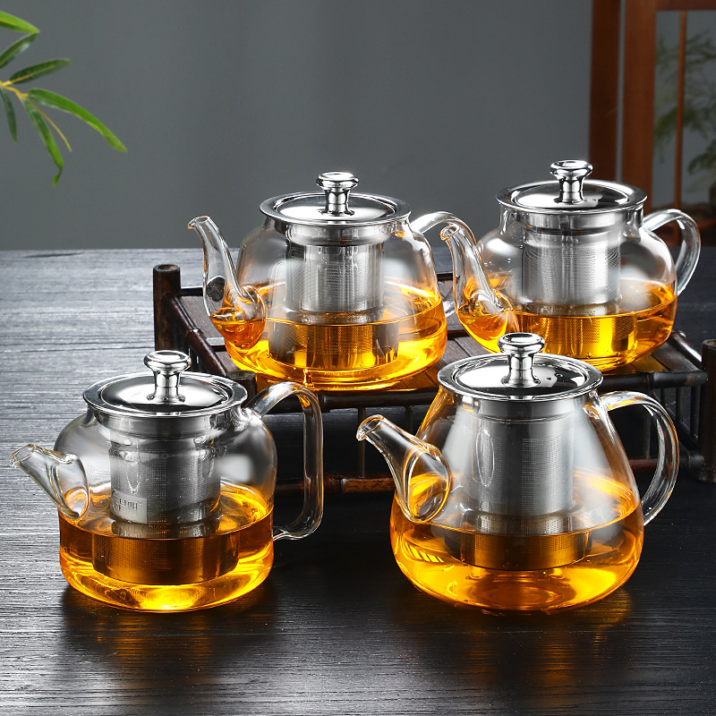 新款耐热玻璃茶壶加厚泡茶壶花草茶壶不锈钢过滤烧水壶家用冲茶壶