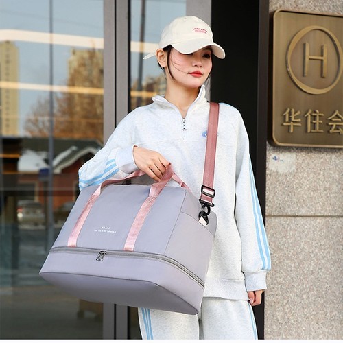 Cross-border travel bag with large capacity, high-end design, retractable handle, independent shoe compartment, can be carried by hand or slung as a travel bag.