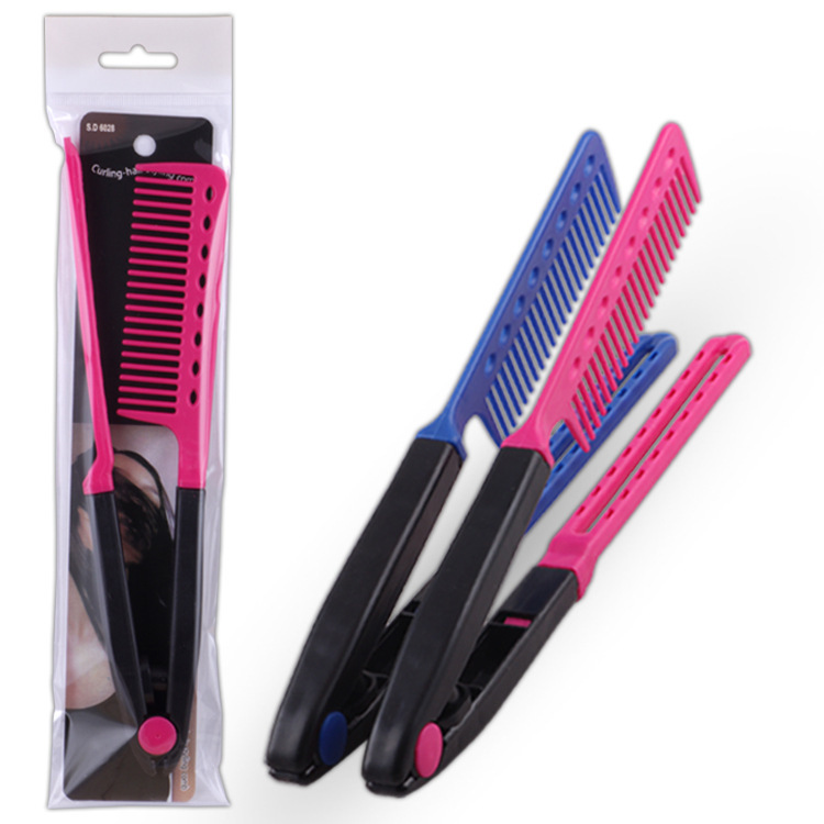 Korean Best Selling Foldable Hair Styling Curling Comb with V-Shaped Clip Design, Dual-Purpose Hair Styling Comb