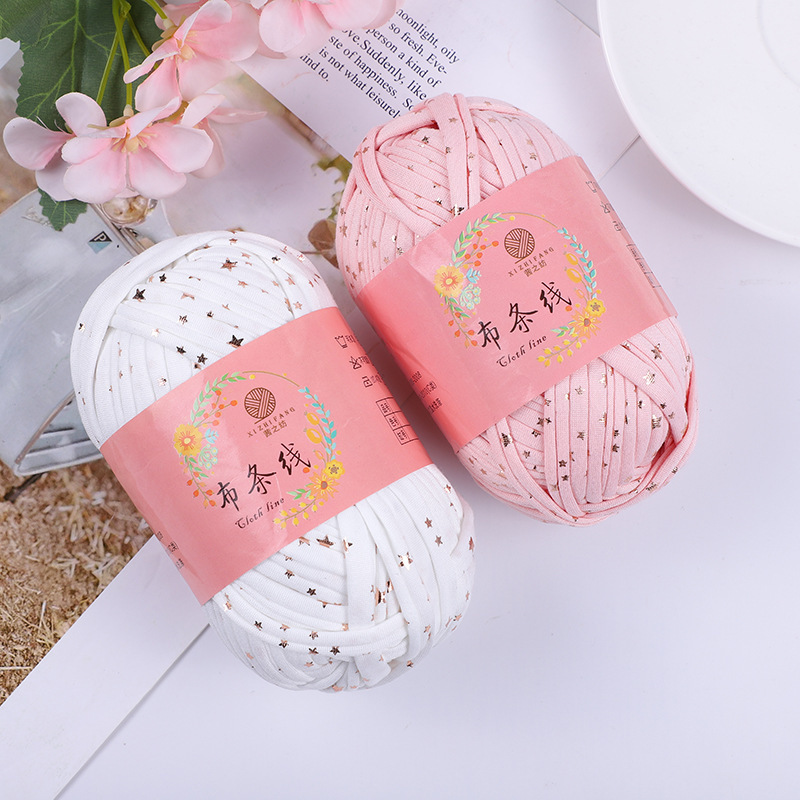 Hot sale magic color star handmade woven cloth strip line Hyun-a Hyun bag with cloth strip line coarse wool slippers line material bag