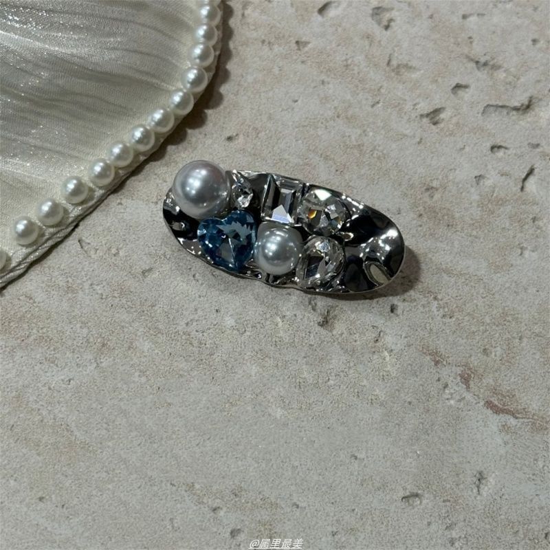 甜酷少女风水钻珍珠一字夹鸭嘴夹时尚碎发夹刘海夹侧边夹发卡发饰|undefined