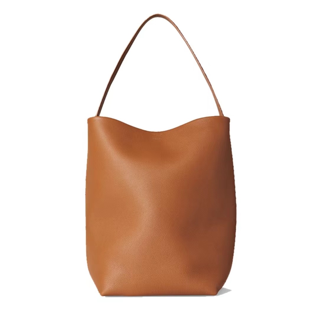 TheRw Genuine Leather Bucket Bag Shoulder Handbag Lychee Grain Cowhide Large Capacity Tote Bag For Women Crossbody Versatile - Thumbnail 8