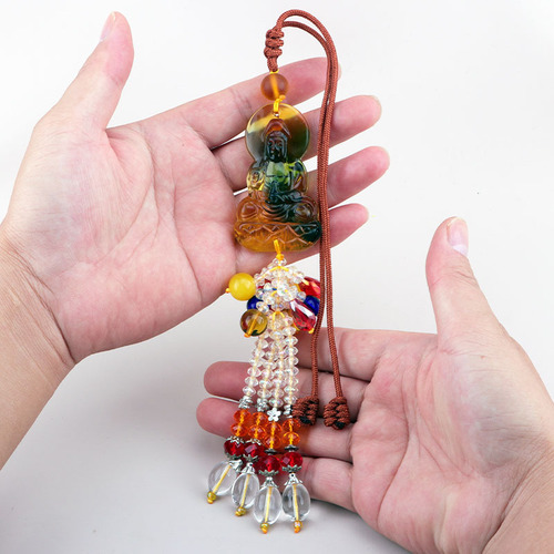 In and out of Ping An car pendant, in-car Ping An Talisman crystal pendant, car Kuaishou rearview mirror pendant