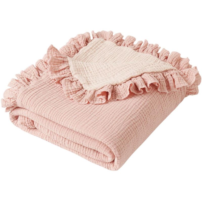 거즈 레이스 담요 핑크 + 베이지