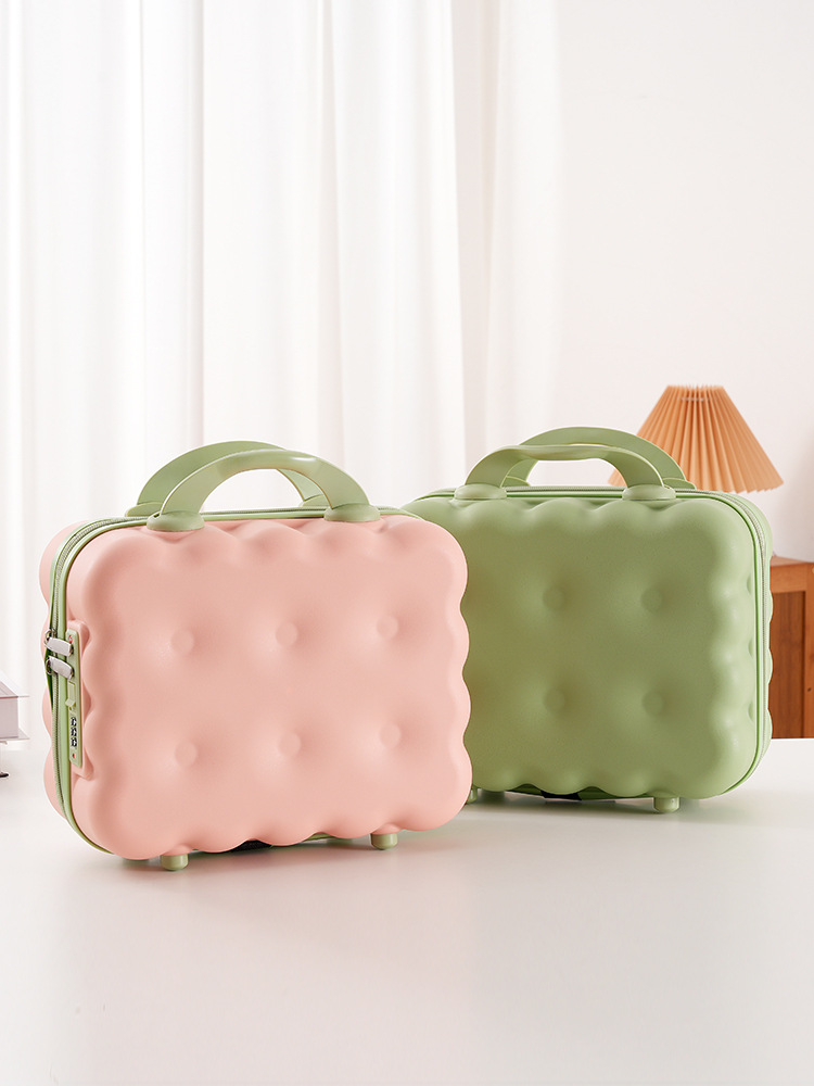 Caja de 14 pulgadas, caja de manicuras, caja de dibujos animados, maleta de almacenamiento, caja de tracción, macarón de gran capacidad, portátil