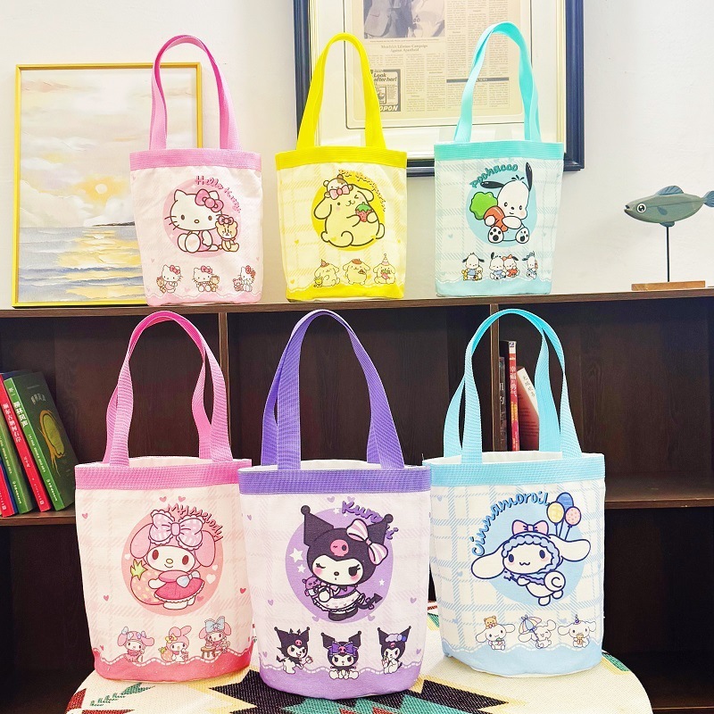 かわいいイラストプリントバケツバッグハンドバッグキャンバスバッグ少女心ママバッグ弁当袋出勤バッグ|undefined