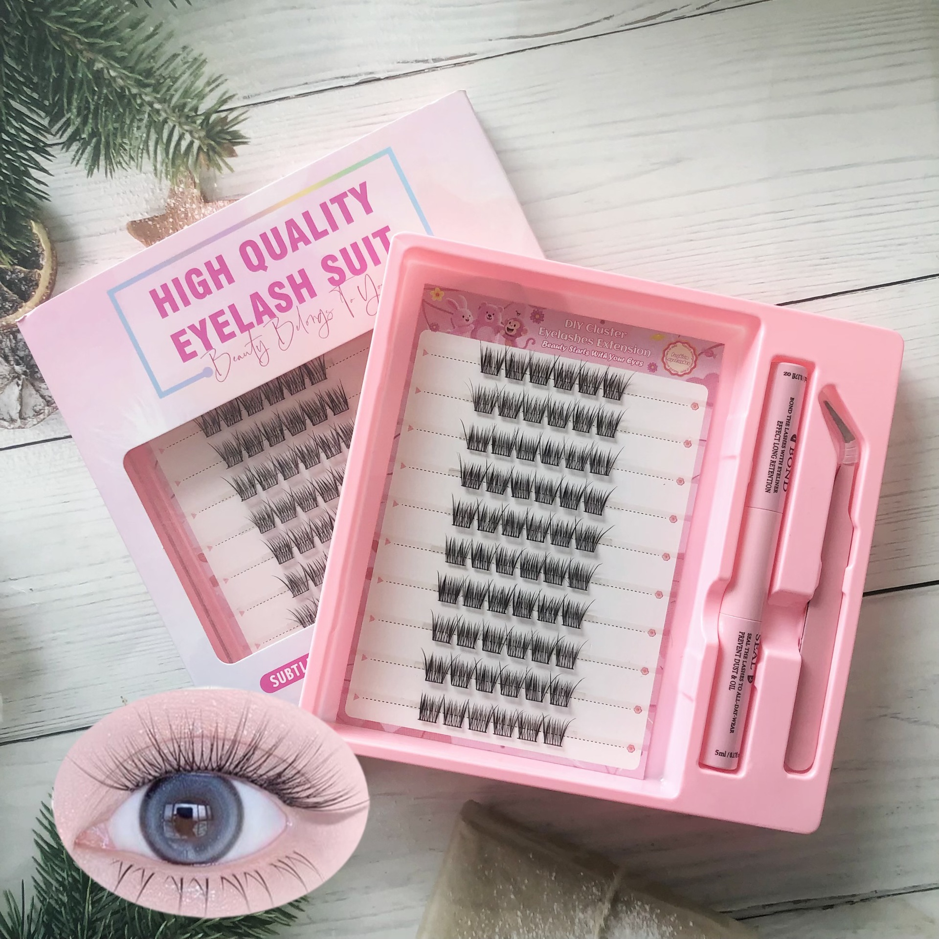 Conjunto de pestañas falsas transfronterizas de gran capacidad para bebés curvos pequeñas perlas ligeras largas pestañas falsas frescas