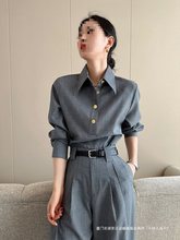 感小洋装2025春秋穿搭一整套气场强大女装灰色衬衫西装裤套装