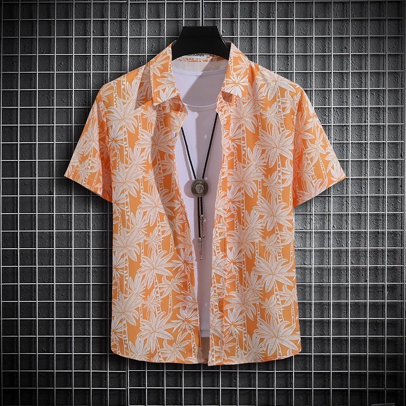 Venta caliente transfronteriza europea y americana vacaciones de verano camisa de manga corta hawaiana moda casual color flor impresión 3D