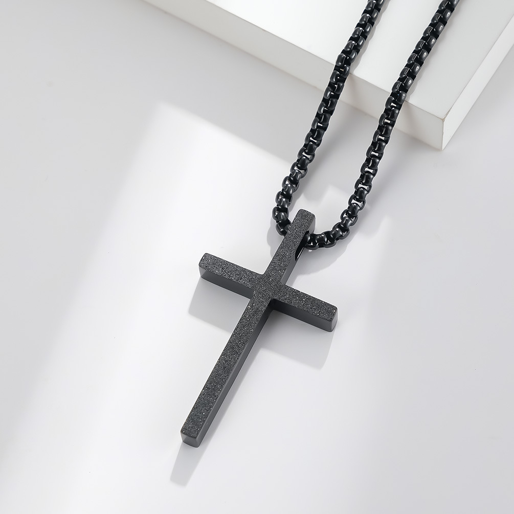 Mode Simple Givré Pendentif Croix En Acier Inoxydable Collier display picture 2