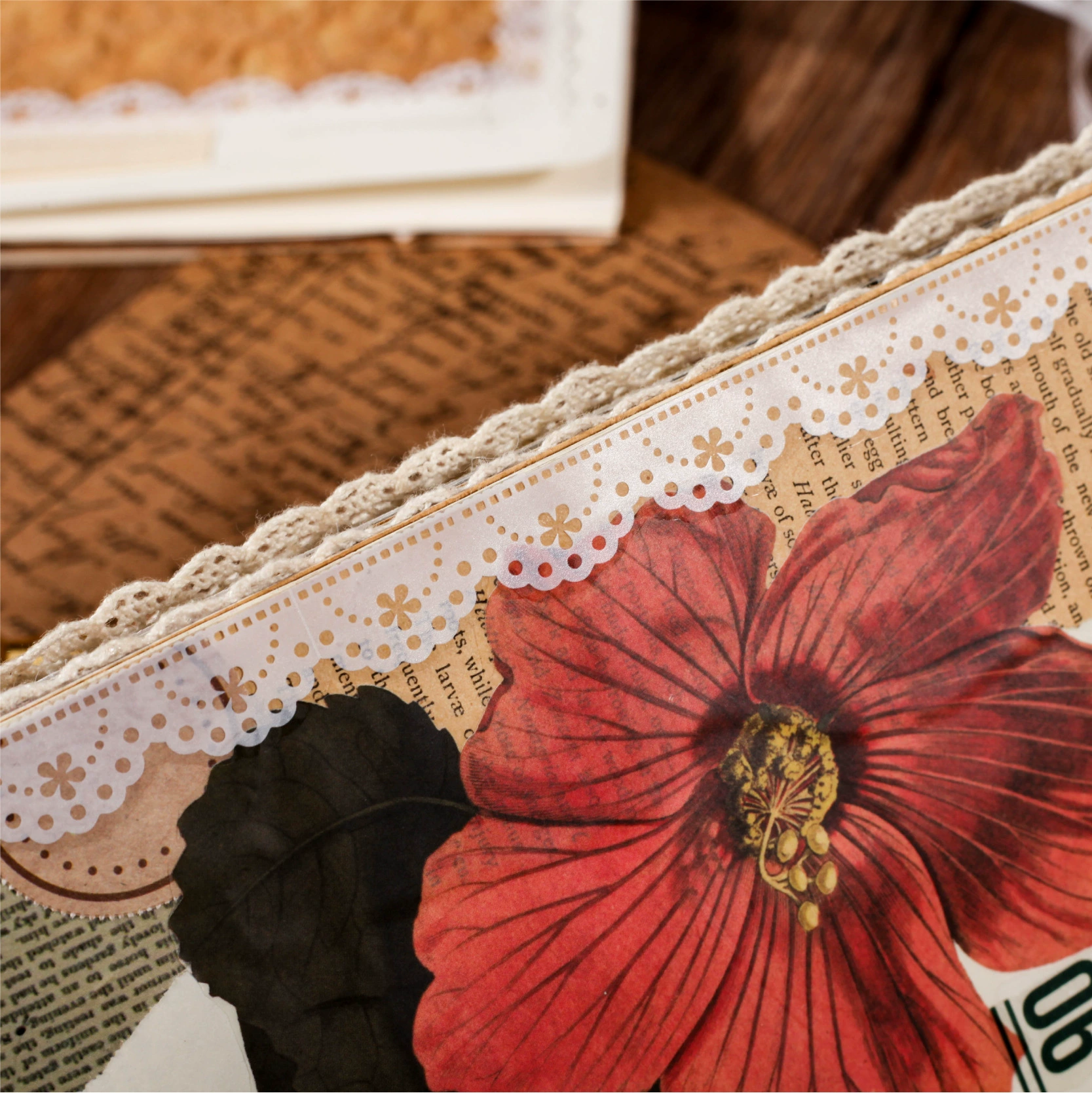Retro Story Wind lace pocket tape ins lott lace series diy decorative landscaping material glue