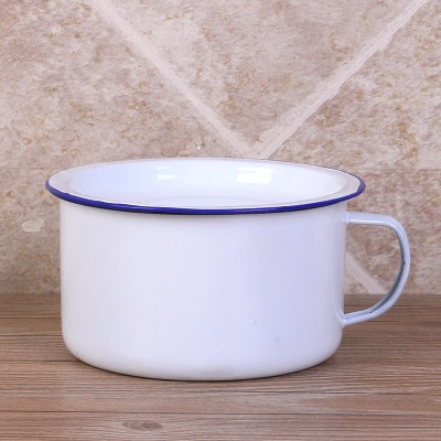 Taza de comida rápida esmaltada con cubierta de tazón de esmaltado de estilo antiguo gran tazón de almuerzo tazón de fideos bolos de bolos de comida de adultos estudiantes tazón de esmaltado