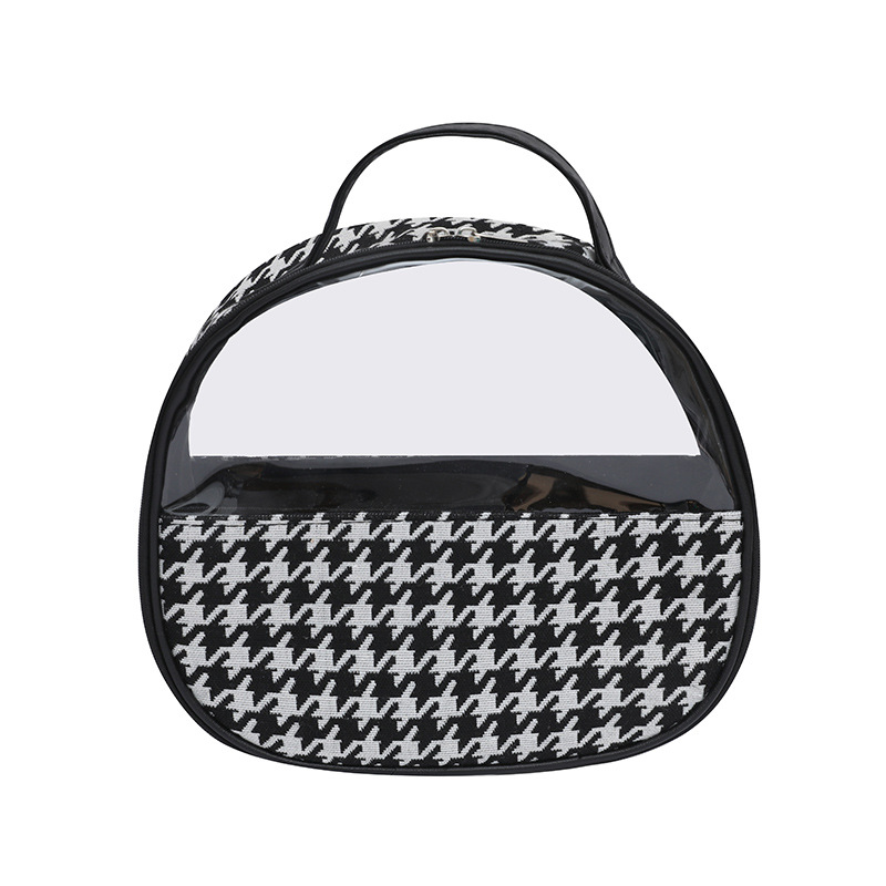 Bolsa de cosméticos estilo 2025, bolsa de cosméticos a cuadros, serie blanco y negro, bolsa de almacenamiento impermeable.