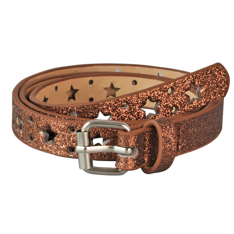 Estilo de comercio exterior personalizado Cinturón fino hueco creativo estrella de cinco puntas cinturón de diseño hueco en forma de corazón al por mayor femenino