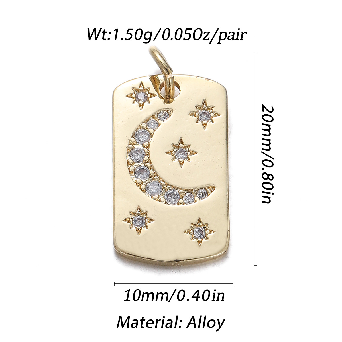 8g Weight Pendant, Chain Jewelry Making Type Zircon Inlay Material DIY Jewelry Accessories Classification 1 Piece Quantity Copper Material Geometric, Star, Moon Pattern Plating, Inlay Design Simple Style Style 1 Piece Copper Zircon Geometric Star Moon Pendant Chain 无