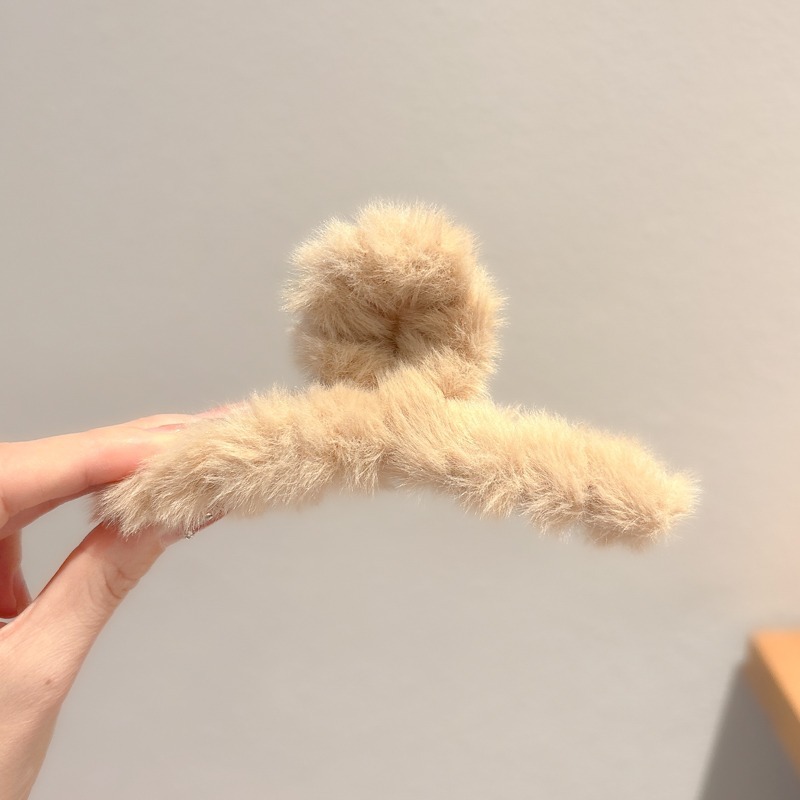 Clip de pelo coreano de peluche de invierno de cabeza de mujer gran clip de tiburón de caño y invierno clip de cabello de café clip de cabeza