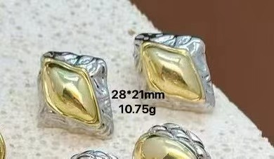Copper Material 1 Pair IG Style Geometric Mixed Metal Plating Copper 18K Gold Plated Ear Studs