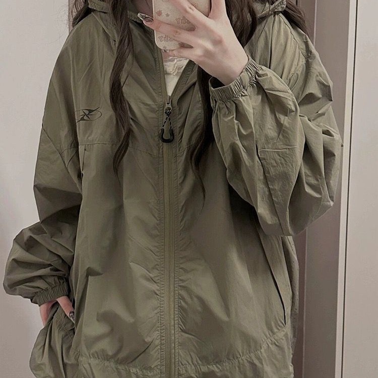 美式复古户外冰丝防晒衣女学生韩版宽松夏季新款工装透气薄外套潮
