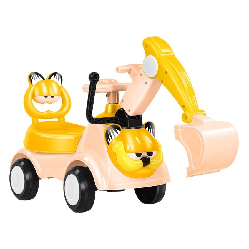Coche excavador giratorio para niños, vehículo de construcción con luces y música, coche deslizante para bebés