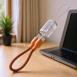 现货供应新款橙色编织数据线挂绳充电线移动电源配机线充电宝短线