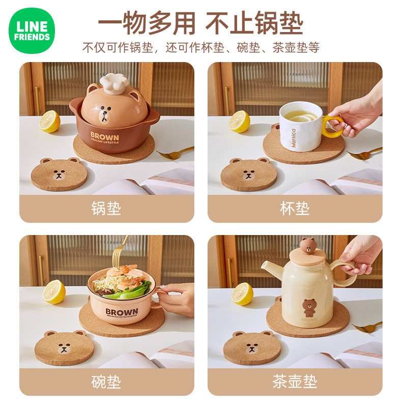ブラウン熊コルクコースター家庭用食器皿断熱マットテーブル料理マット土鍋カップマットキッチンパーマ防止マット|undefined