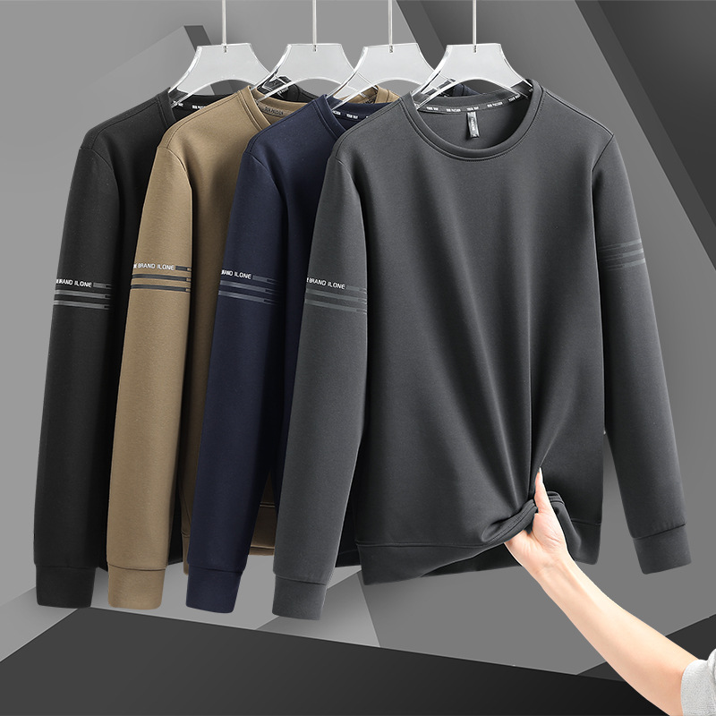 Spring and Autumn New Men's Sweatshirt Long Sleeve Round Neck Sweatshirt Men's Air Cotton Large Size Round Neck Casual Running Sportswear