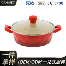 定制铸铝外贸款加厚双耳炖煮锅多功能养生煲汤锅带盖礼品套装锅